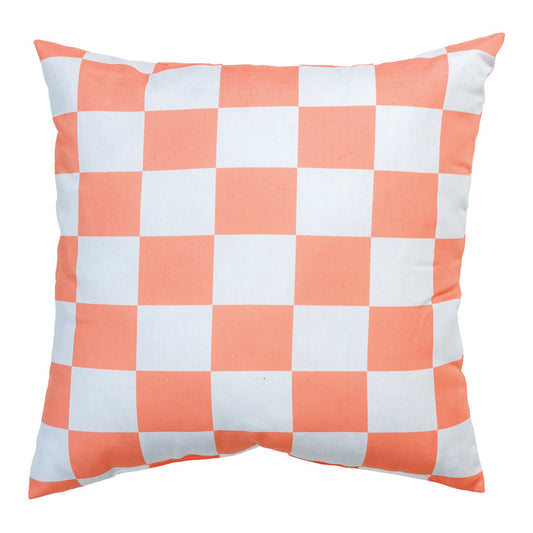 Checkerboard Coral Climaweave Pillow 18" Indoor/Outdoor