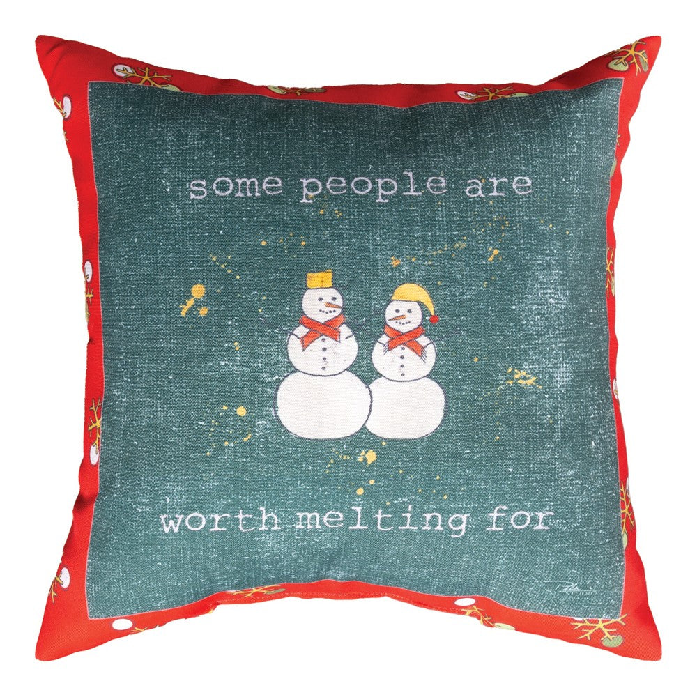 Christmas Cuties Dark Green Climaweave Pillow 18x18