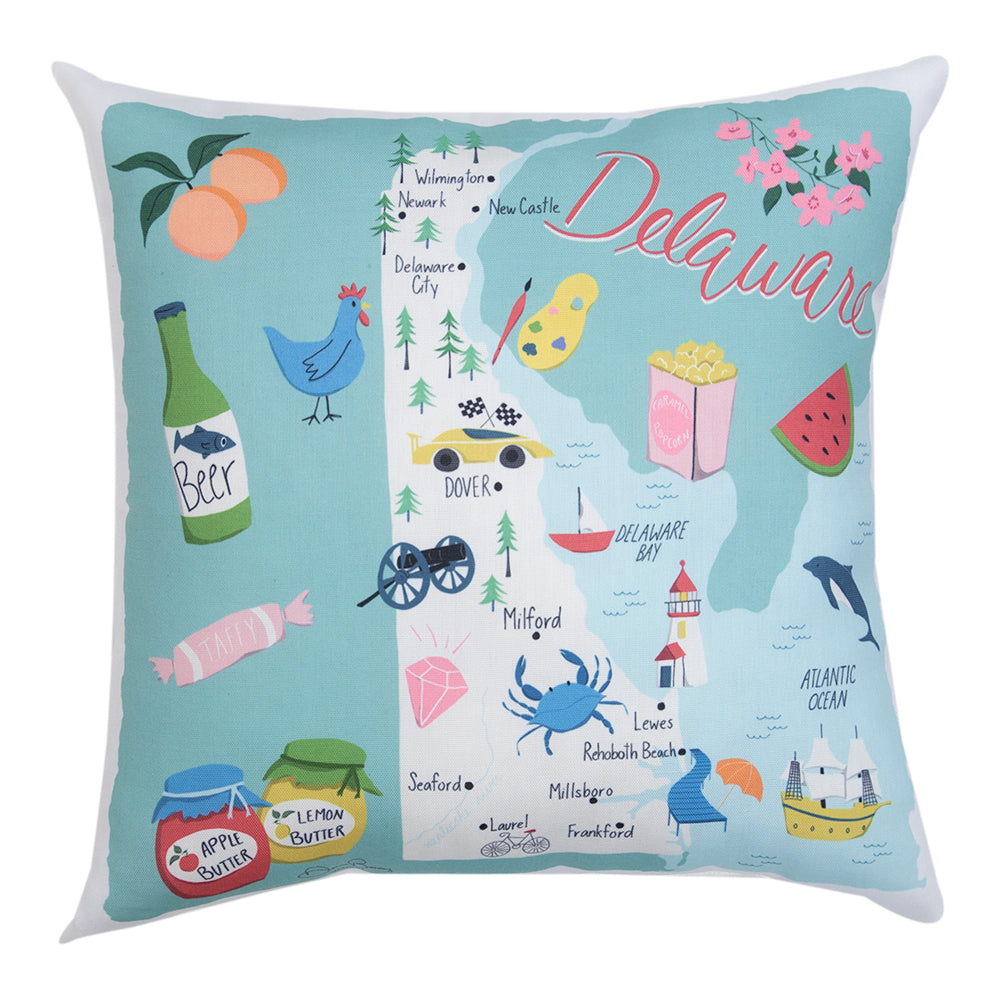 Delaware Map Climaweave Pillow 18" Indoor/Outdoor