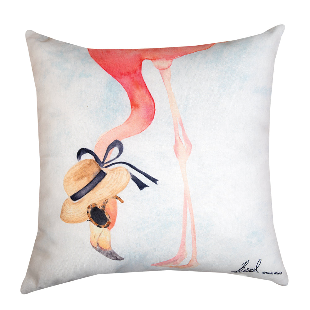 Flamingo w/ Glasses Climaweave Pillow 18" Indoor/Outdoor
