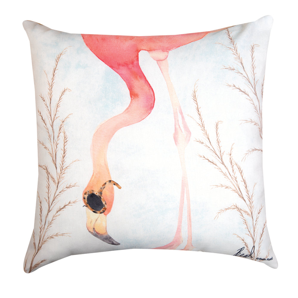 Flamingo w/ Glasses Climaweave Pillow 18" Indoor/Outdoor