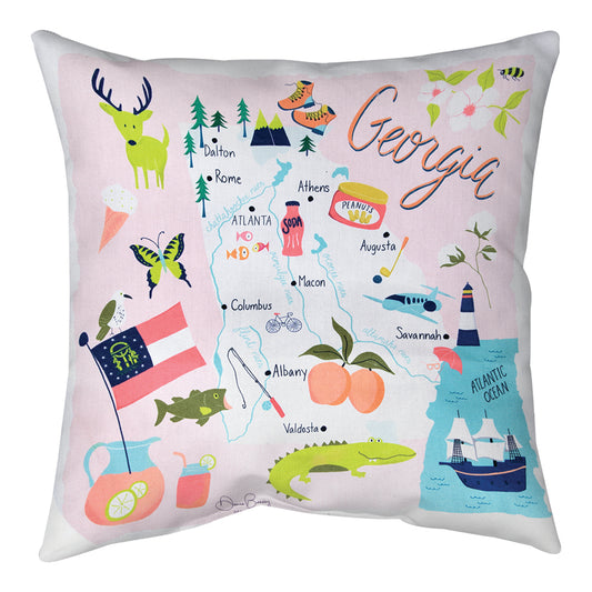 Georgia Map Climaweave Pillow 18" Indoor/Outdoor