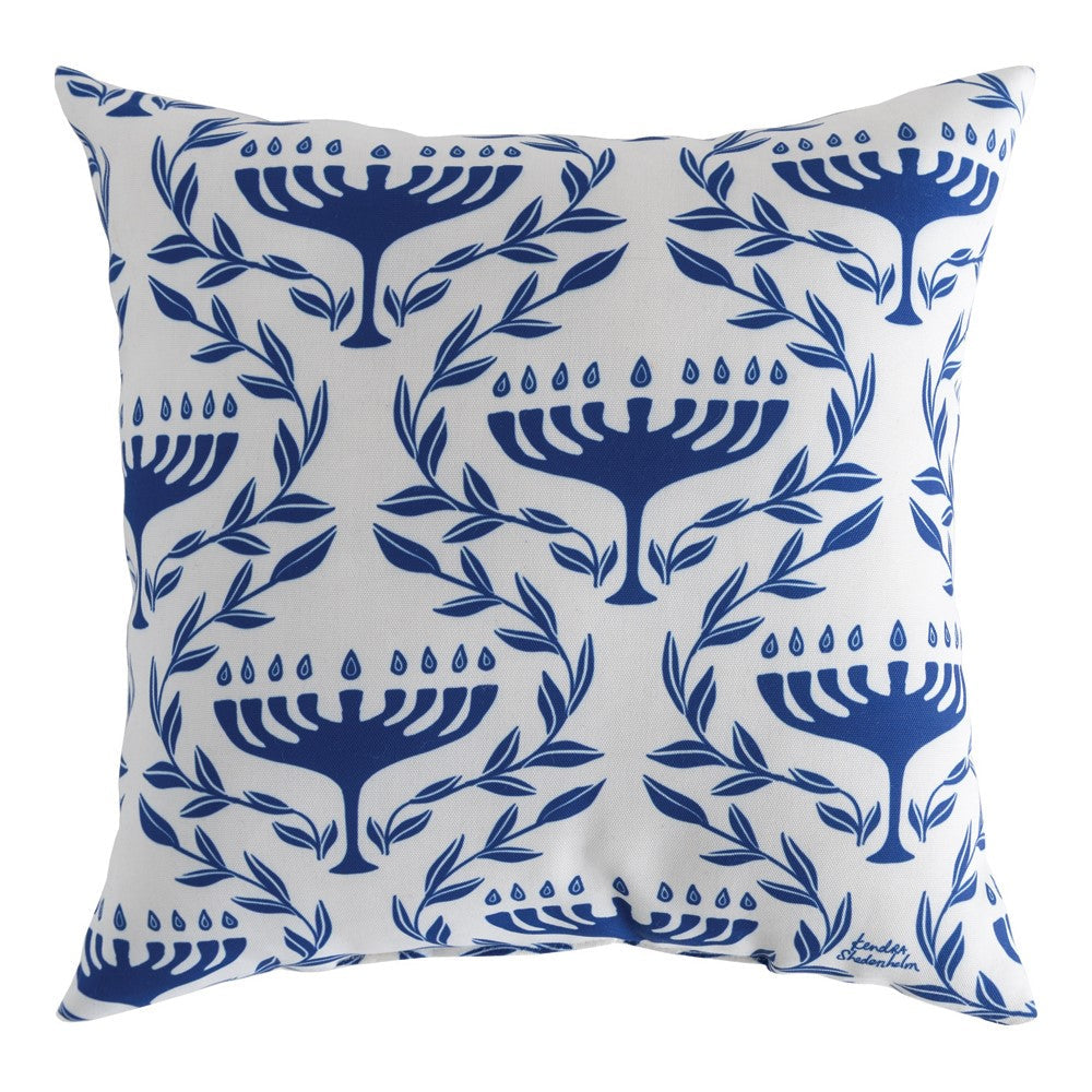 Happy Hanukkah All Over Menorah Climaweave Pillow 18" x 18"