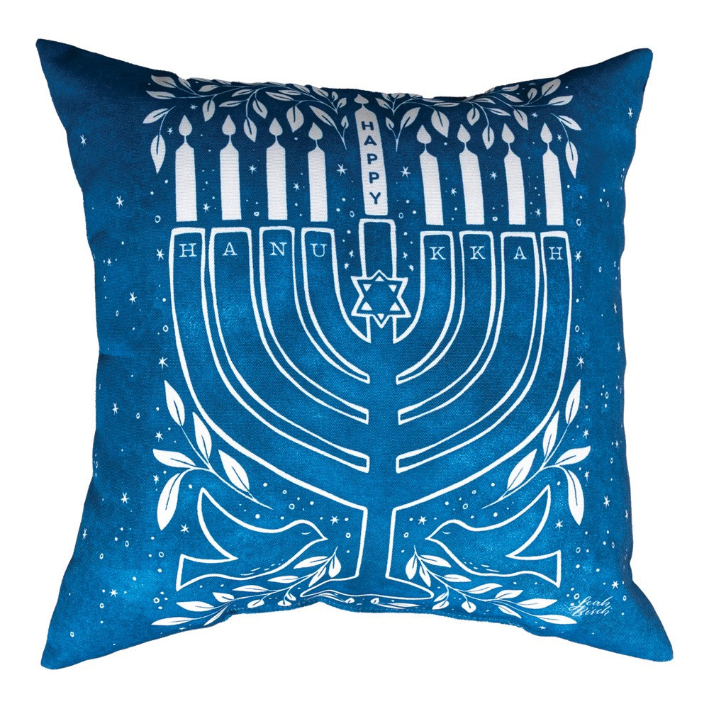 Happy Hanukkah Bird Climaweave Pillow 18" x 18"