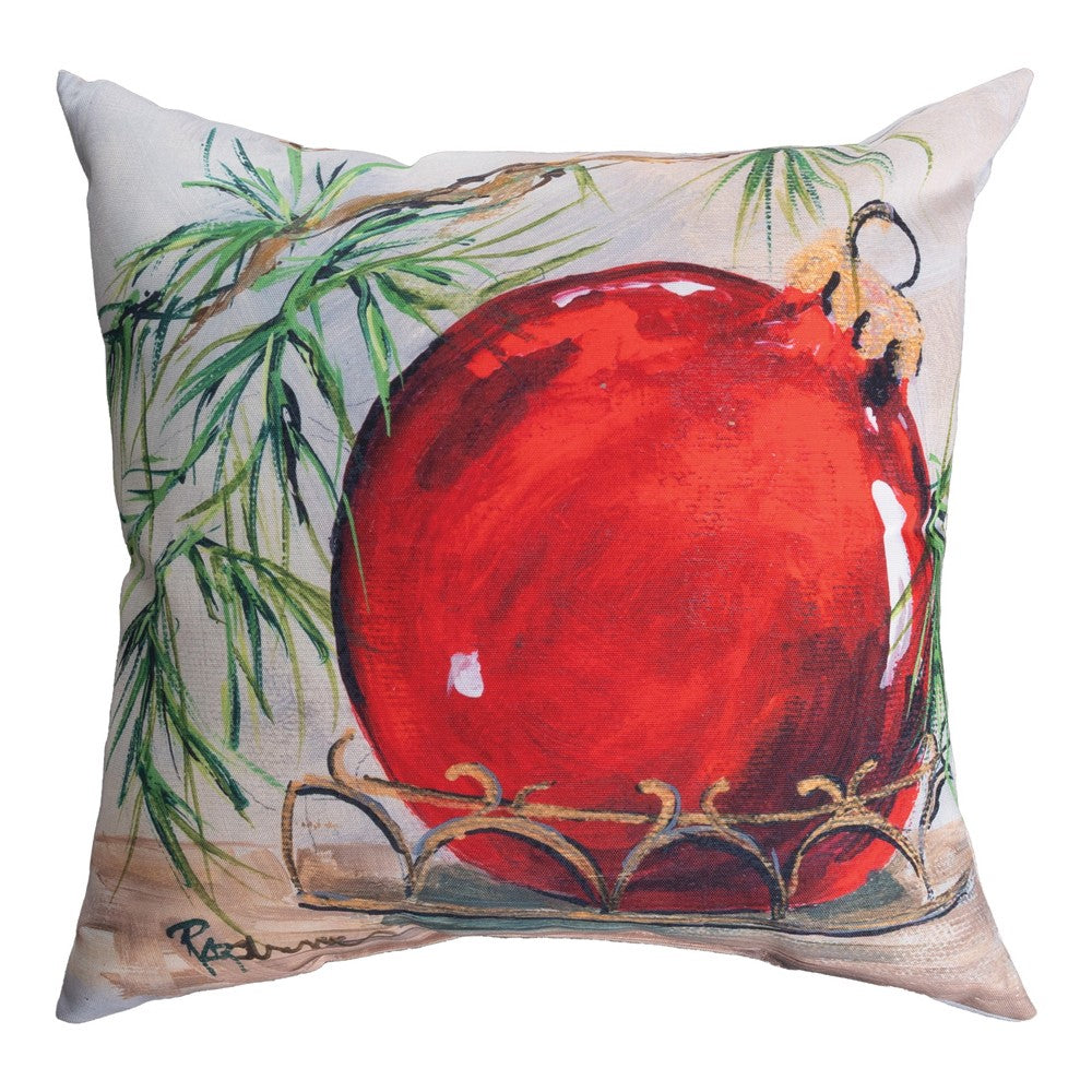 Red Ornament Climaweave Pillow 18" x 18"