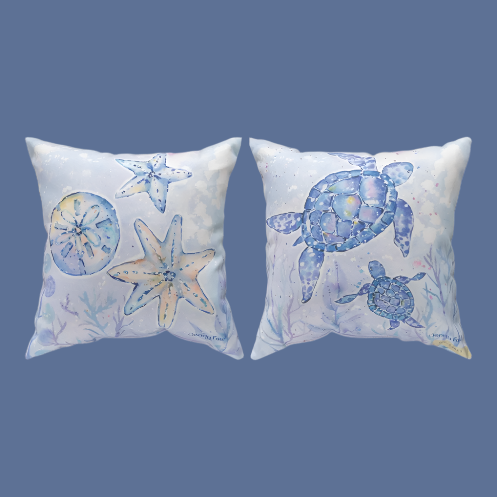 Throw Pillow Sea Creatures With Sea Turtle Climaweave Pillow 18x18