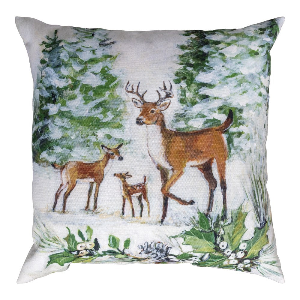 Season's Frost - Deer Family Clmaweave Pillow 18" x 18"