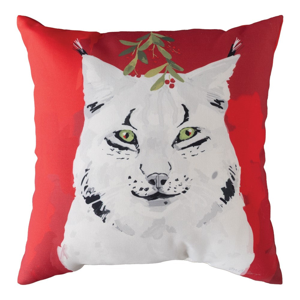 White Christmas Animals - Polar Bear/Lynx Climaweave Pillow 18" x 18"