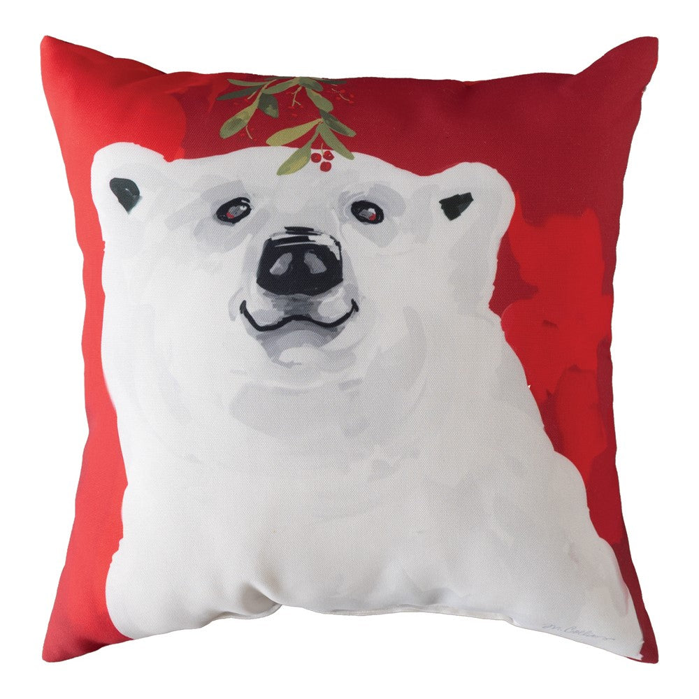 White Christmas Animals - Polar Bear/Lynx Climaweave Pillow 18" x 18"