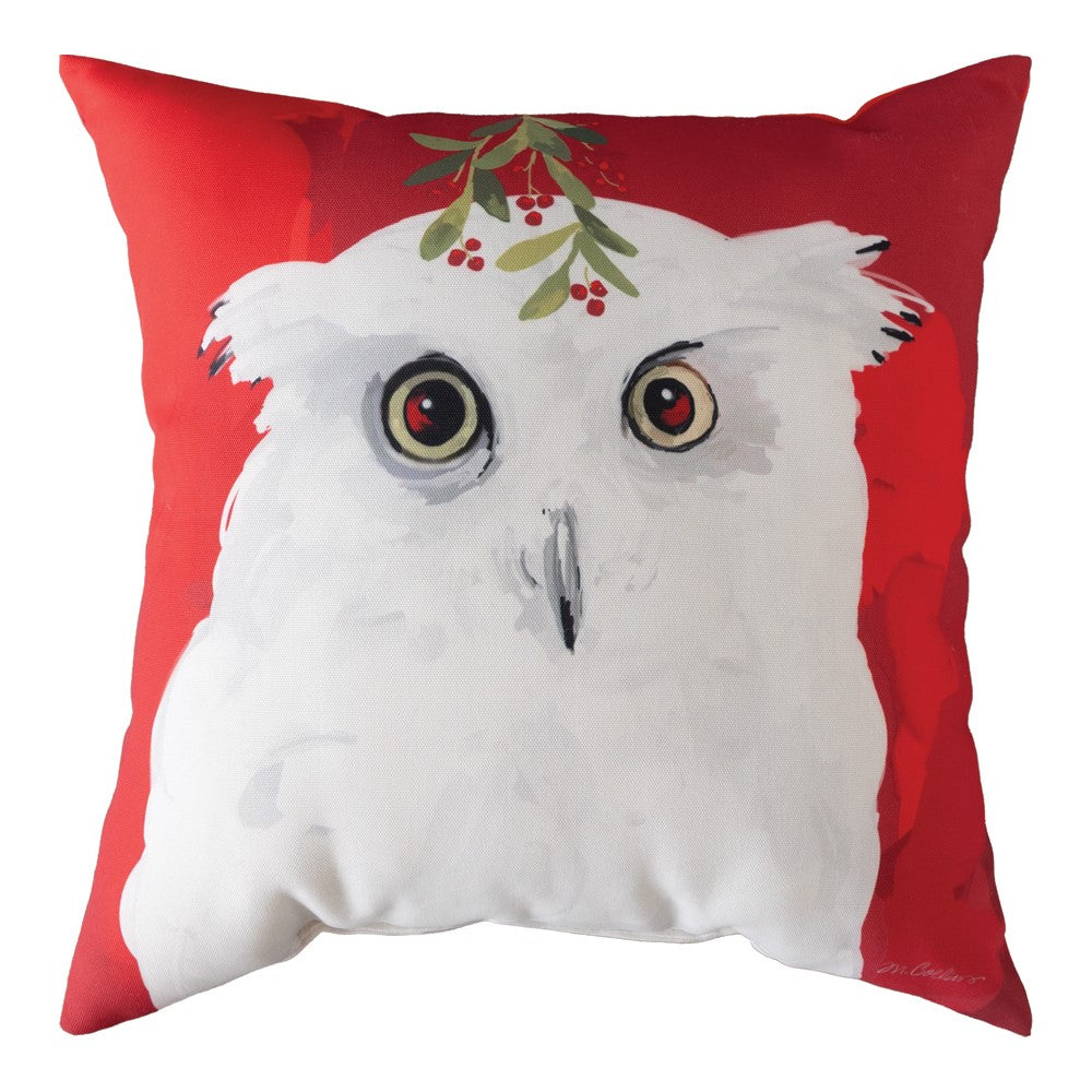 White Christmas Animals - Owl/Wolf Climaweave Pillow 18" x 18"