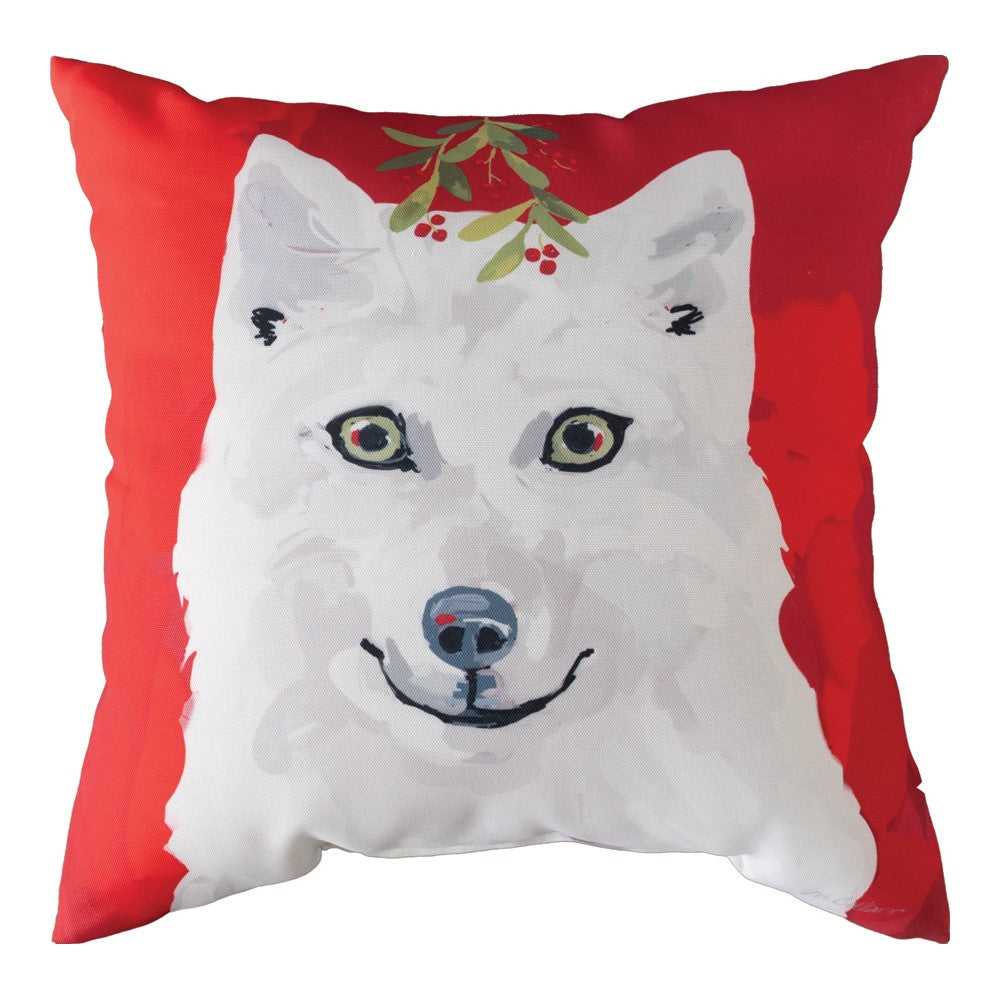 White Christmas Animals - Owl/Wolf Climaweave Pillow 18" x 18"
