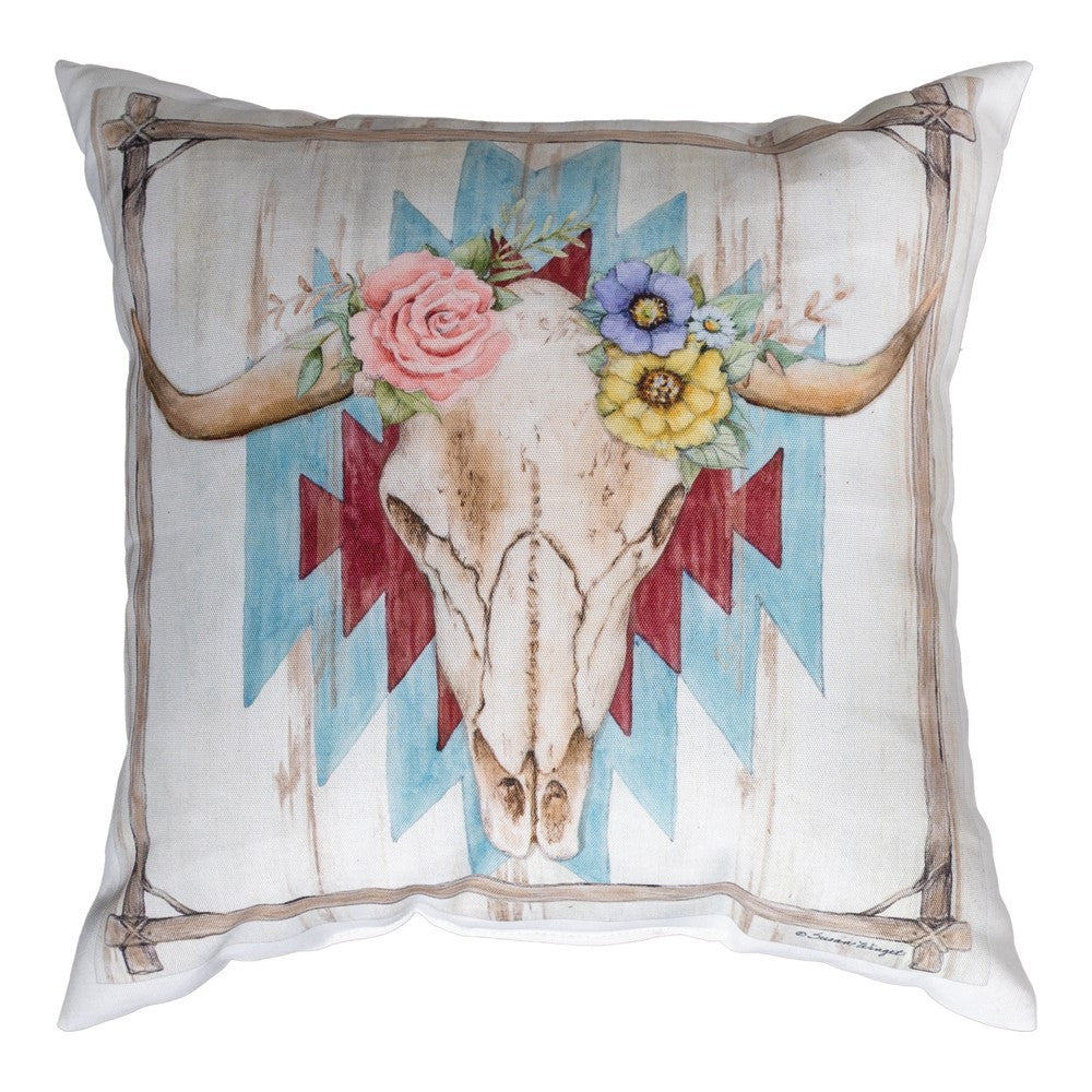 Rosewood Ranch - Cow Skull Climaweave Pillow 18" x 18"