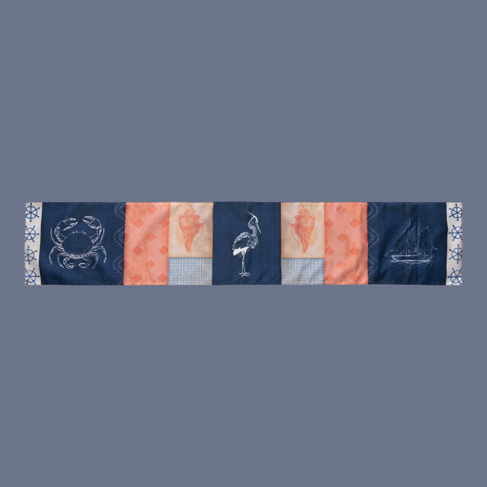 Table Runner Nautical Wonder Navy & Coral Runner 72 inch Tapestry