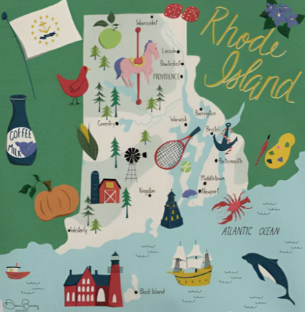 Rhode Island Map 18 inch Printed Tote