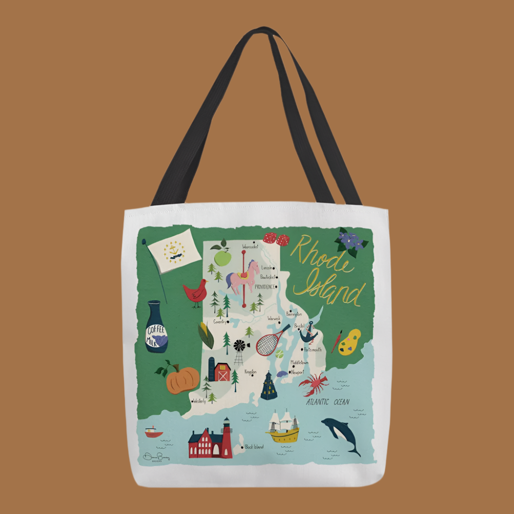Rhode Island Map 18 inch Printed Tote