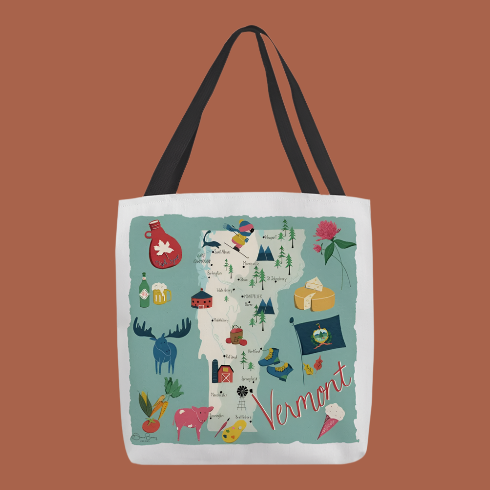 Vermont Map 18 inch Printed Tote