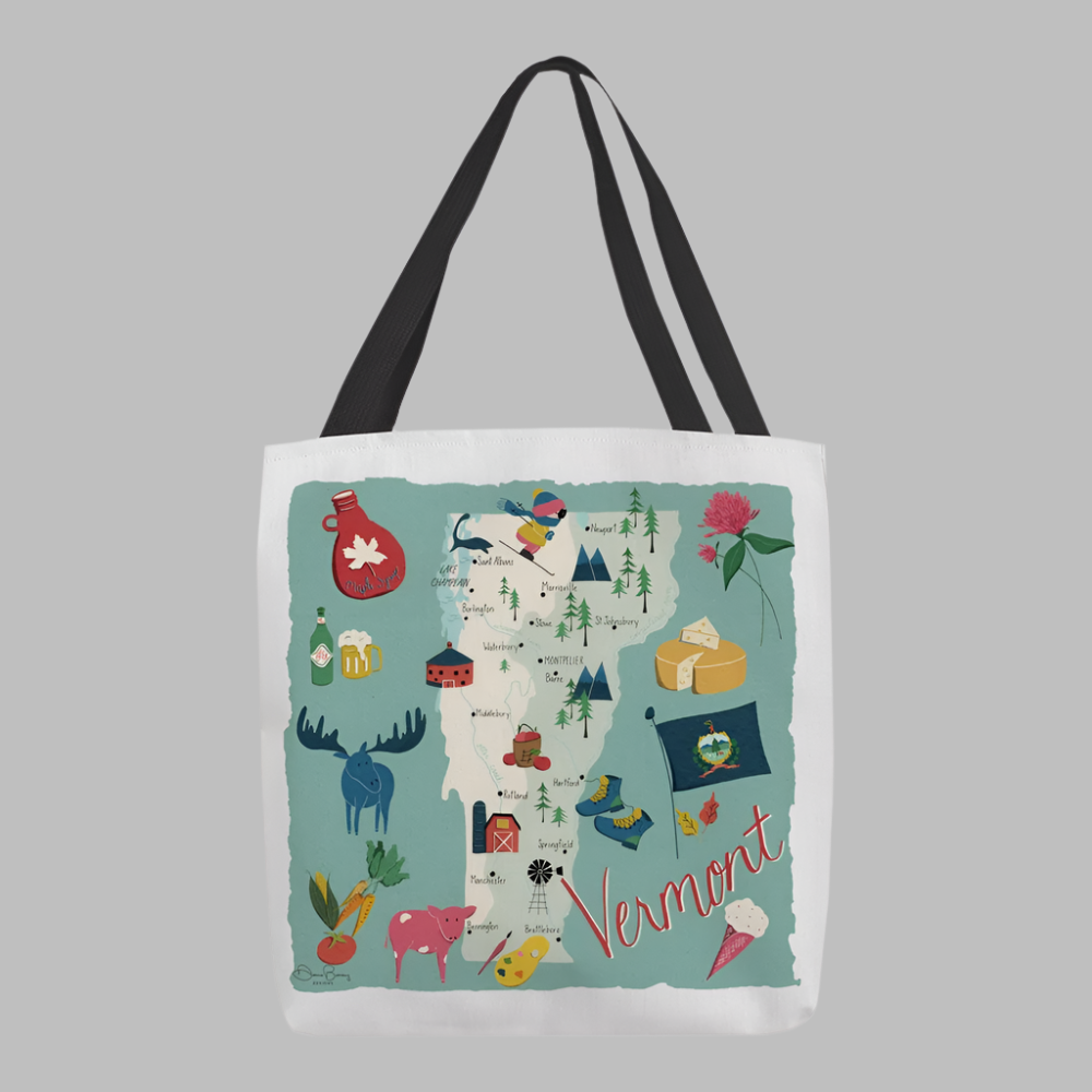Vermont Map 18 inch Printed Tote