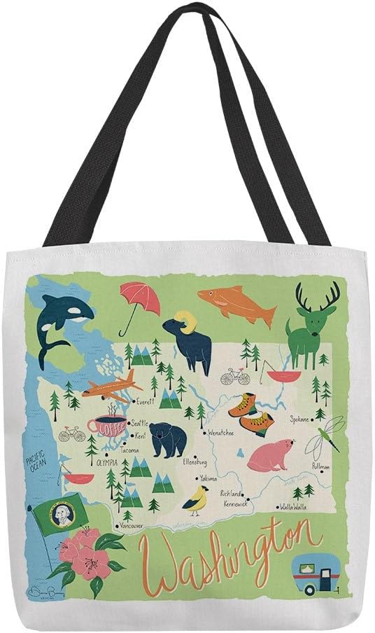 Washington Map 18x18 Multi Tote Bag