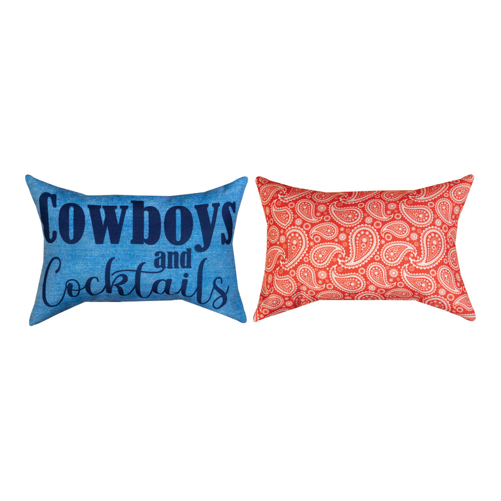 Cowboys And Cocktails Word Pillow 12.5"x8.5" Throw Pillow