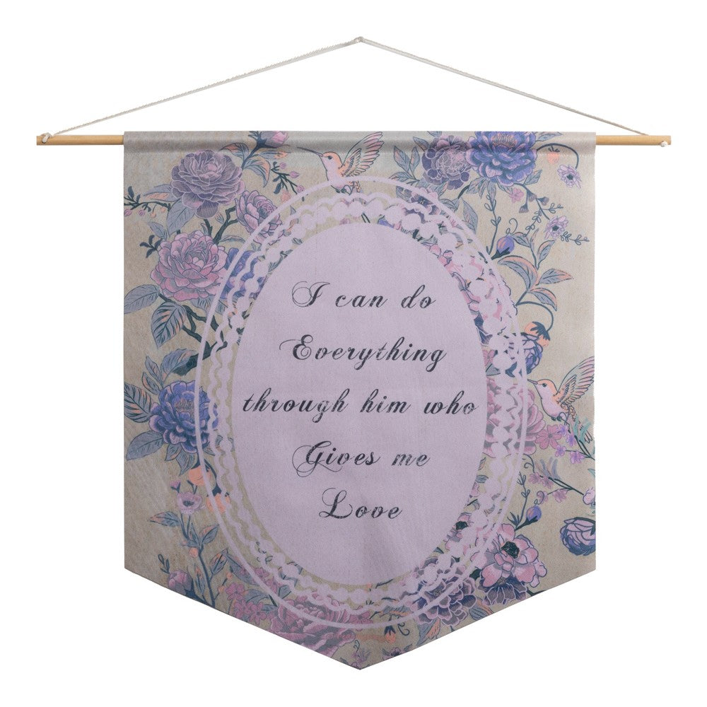 Religious Toile I Can Do Everything Through Him Pennant 18" x 21"