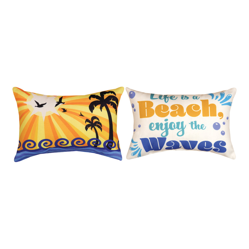 Enjoy The Waves Word Pillow 12.5"x8.5" Throw Pillow