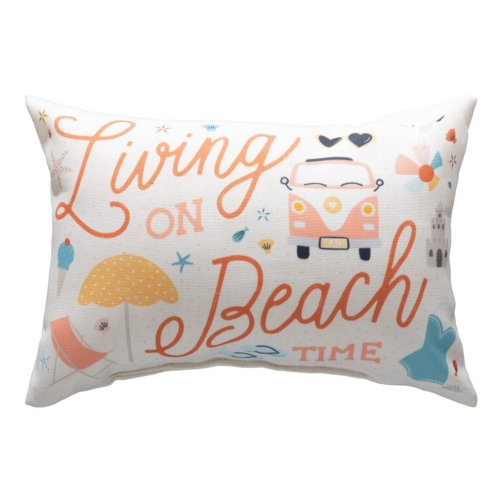 Beach Vibes Living On Beach Time Climaweave Word Pillow 12.5x8