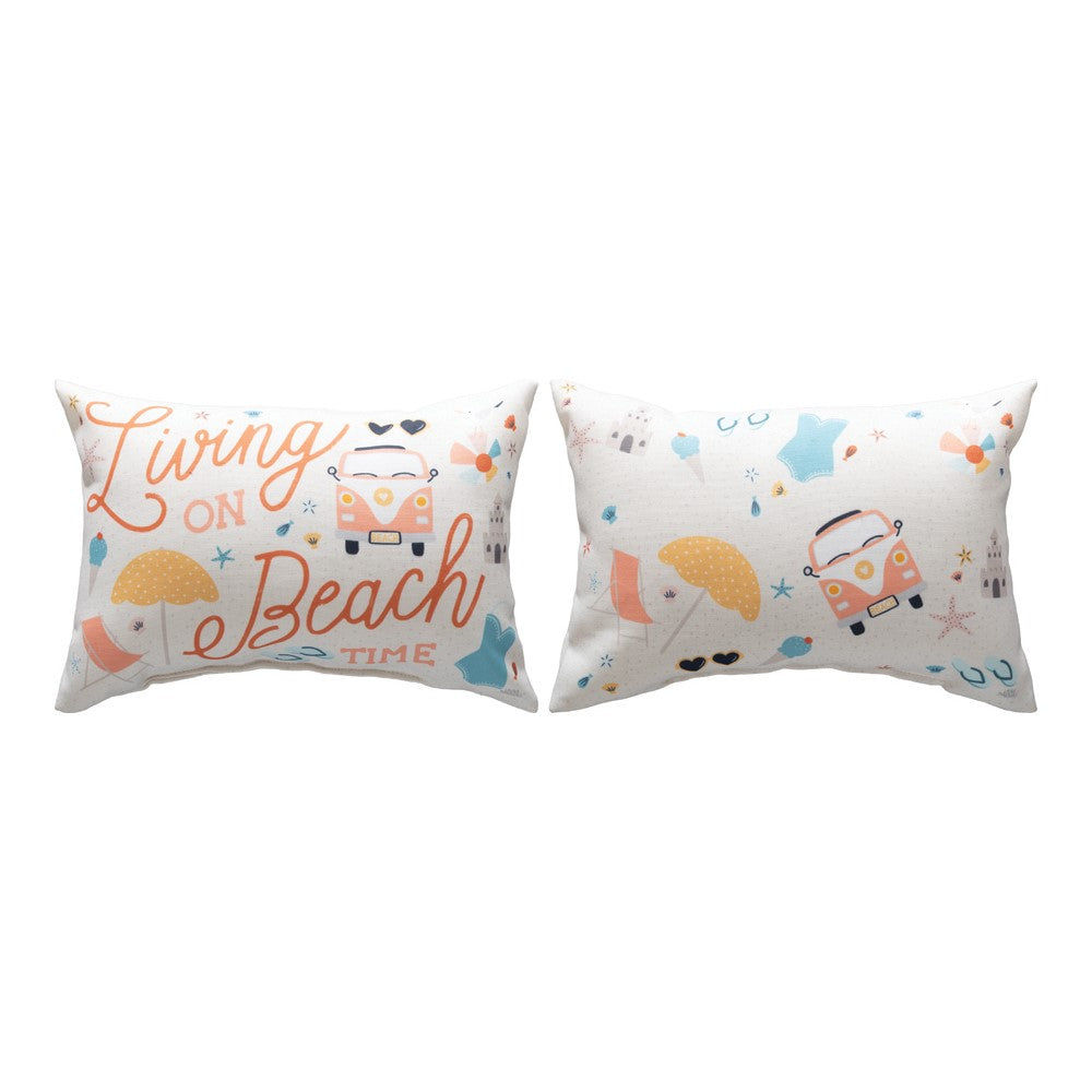 Beach Vibes Living On Beach Time Climaweave Word Pillow 12.5x8
