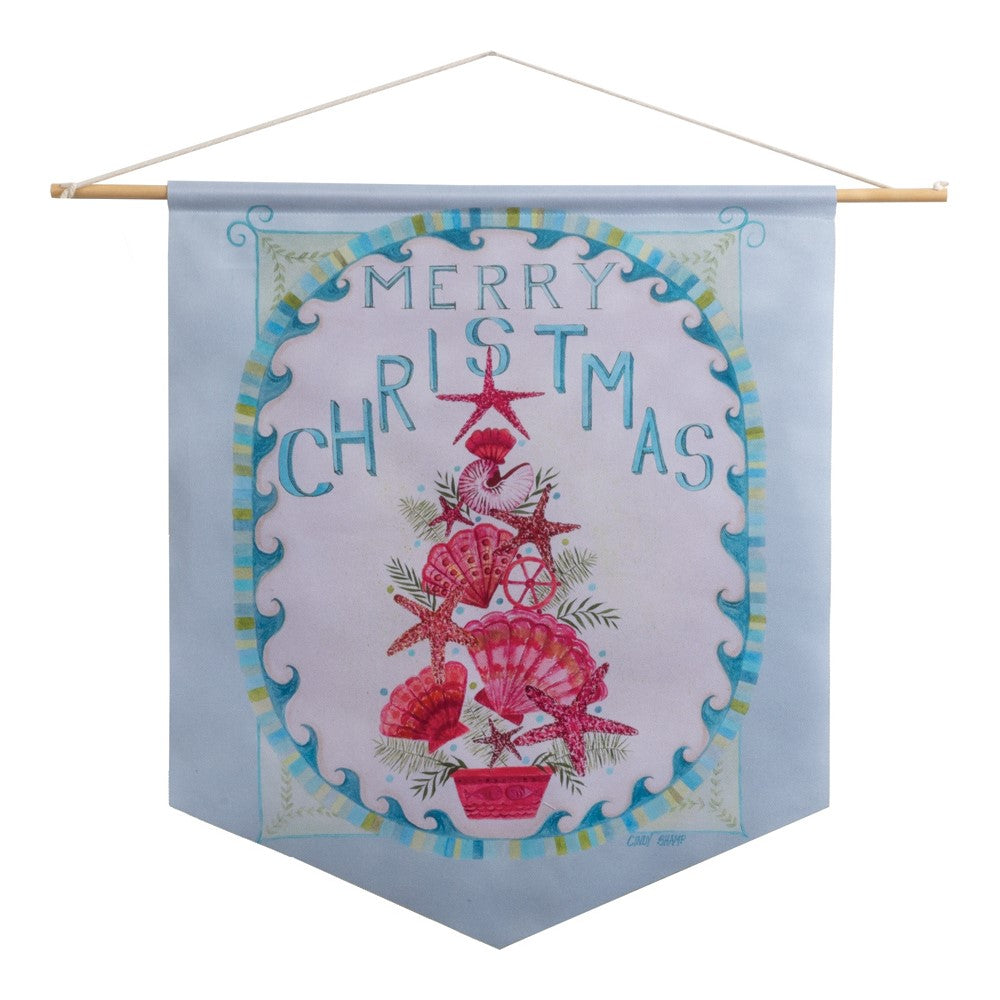 Merry Christmas Seashell Topiary Pennant 18" x 21"