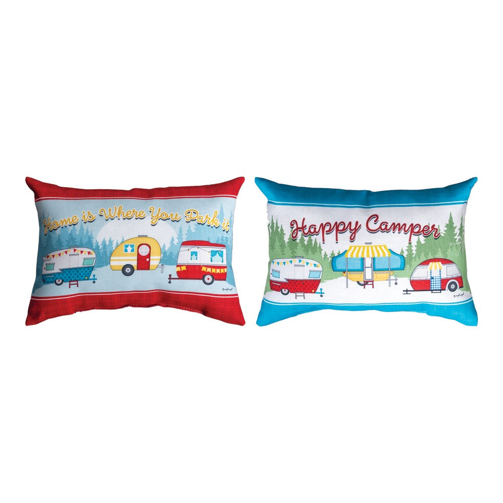 Happy Camper - Home Is Where You Park It Climaweave Word Pillow 12.5" x 8