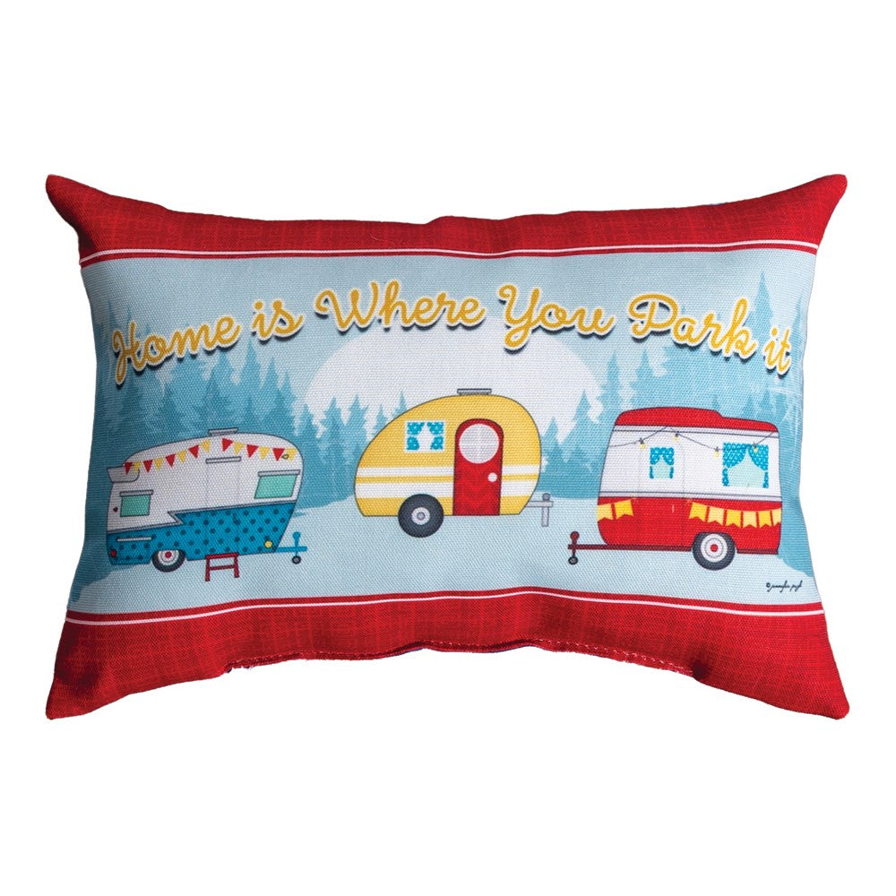 Happy Camper - Home Is Where You Park It Climaweave Word Pillow 12.5" x 8
