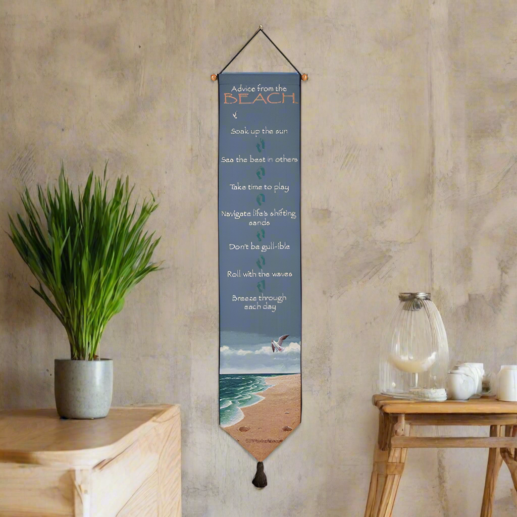 Advice From The Beach-9X41 Woven Tapestry Bell Pull