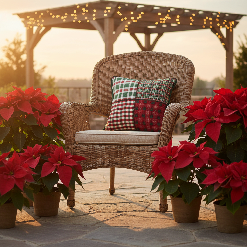 Holiday Plaid Woven Tapestry Pillow 17x17