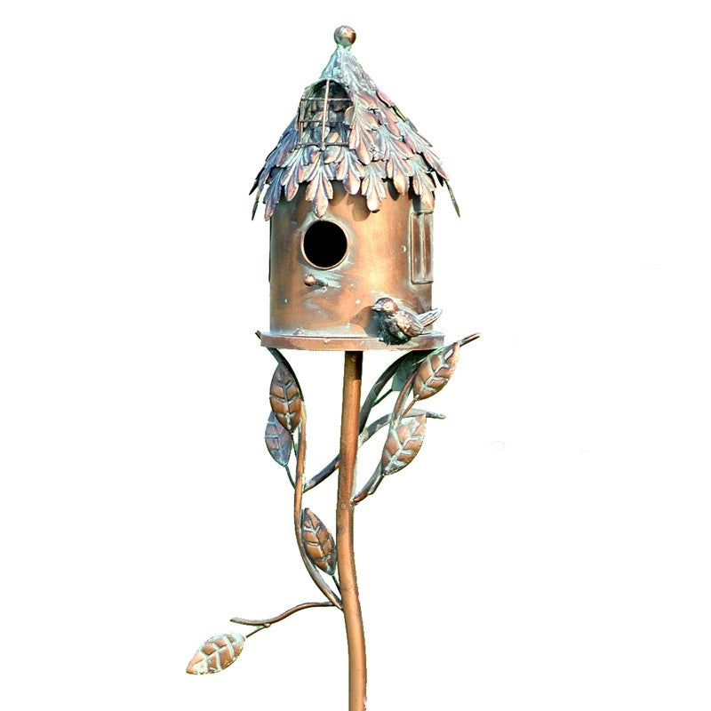 Country Style Iron Birdhouse Stake Round House