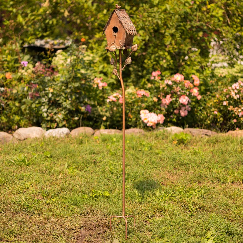 Country Style Iron Birdhouse Stake Cottage House