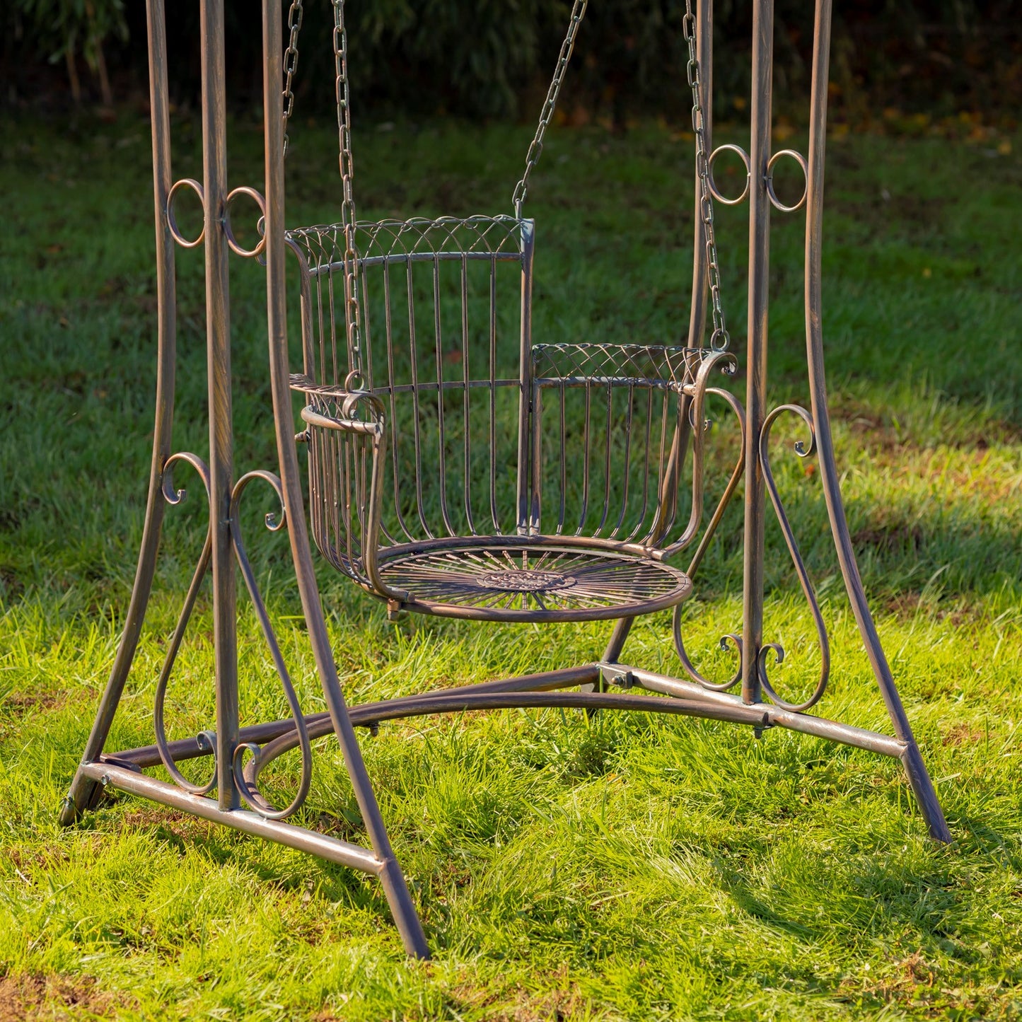 Oasis Iron Garden Swing Chair in Antique Bronze