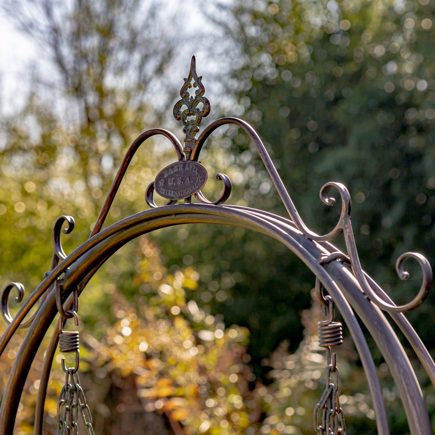 Oasis Iron Garden Swing Chair in Antique Bronze