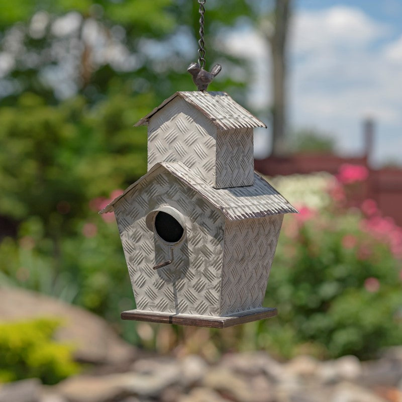 Set of 6 Assorted Style Hanging Galvanized Birdhouses
