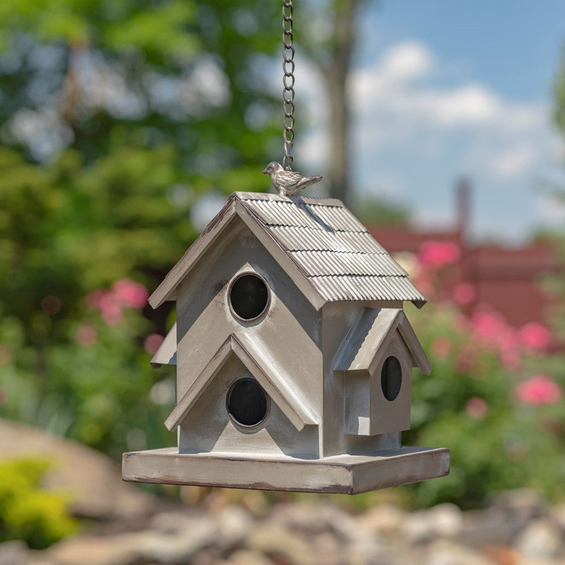 Set of 6 Assorted Style Hanging Galvanized Birdhouses