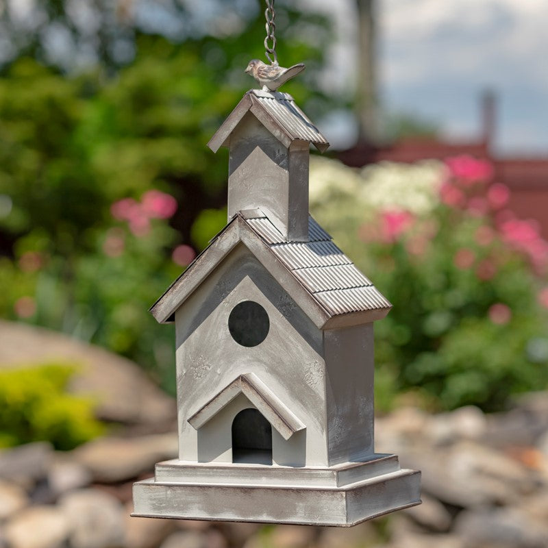 Set of 6 Assorted Style Hanging Galvanized Birdhouses