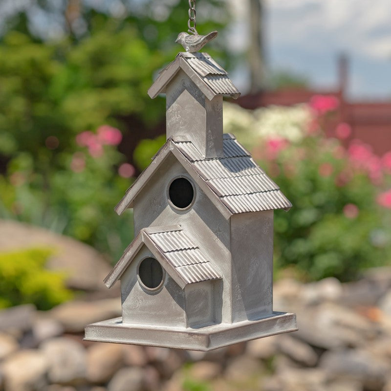 Set of 6 Assorted Style Hanging Galvanized Birdhouses