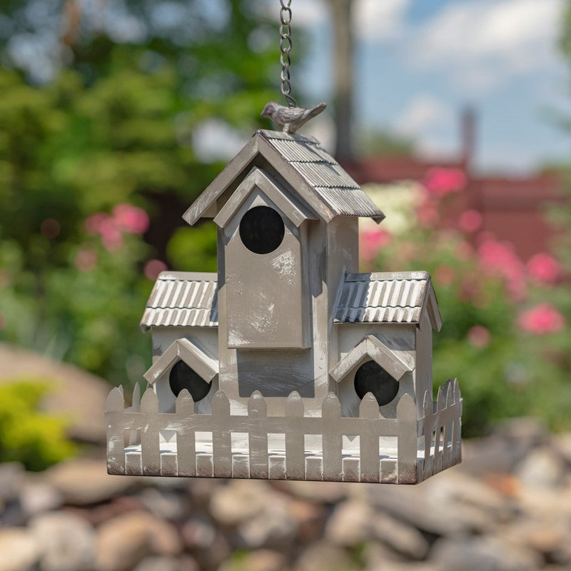 Set of 6 Assorted Style Hanging Galvanized Birdhouses