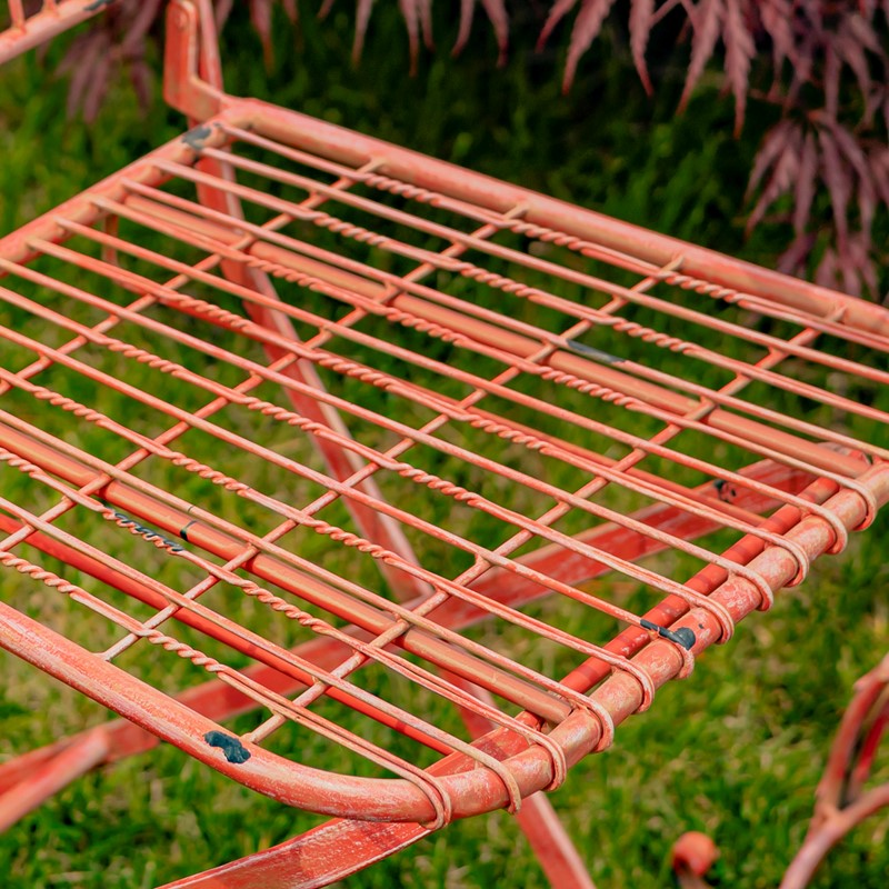 Three Piece Metal Bistro Set with Two Folding Chairs & One Round Table in Antique Pink