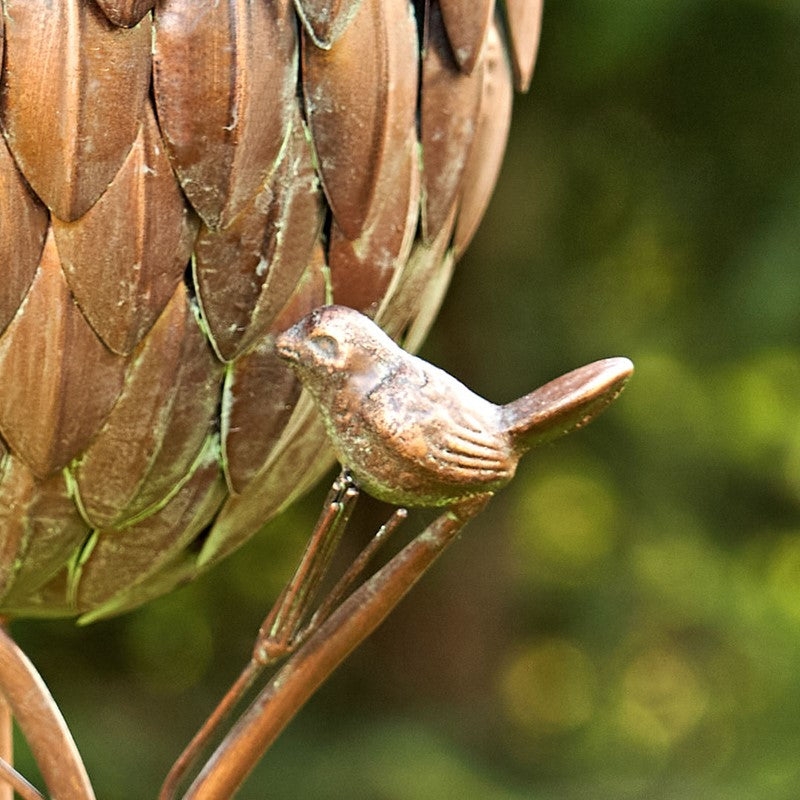 67 inch Tall Pinecone Shaped Copper Birdhouse Stake