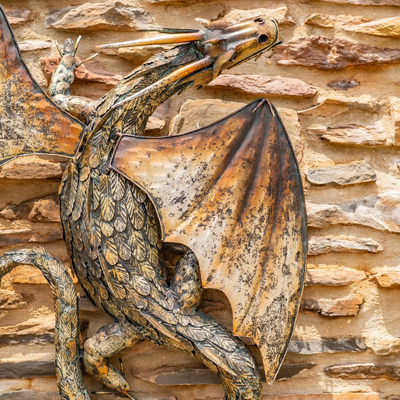 29.25" Tall Metal Serpentine Dragon Wall Decoration Chumana