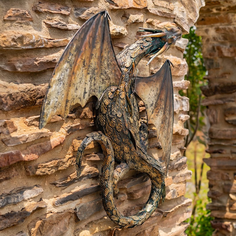 29.25" Tall Metal Serpentine Dragon Wall Decoration Chumana