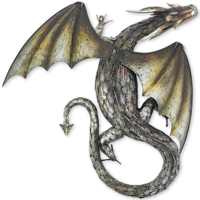 29.25" Tall Metal Serpentine Dragon Wall Decoration Chumana