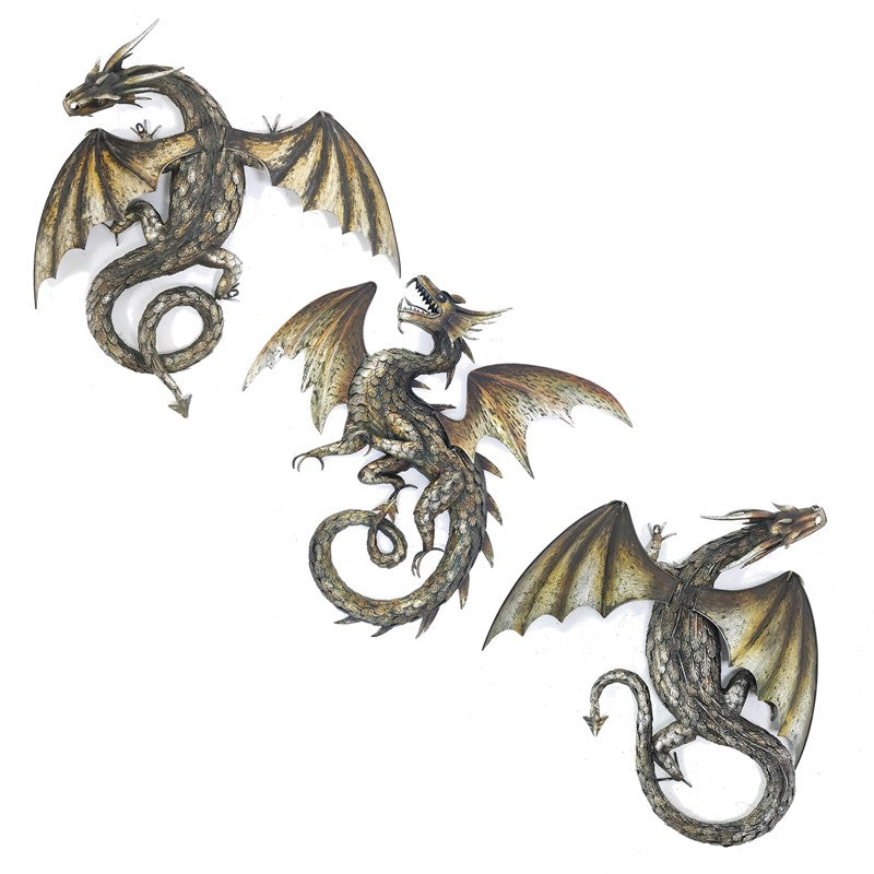 29.25" Tall Metal Serpentine Dragon Wall Decoration Chumana