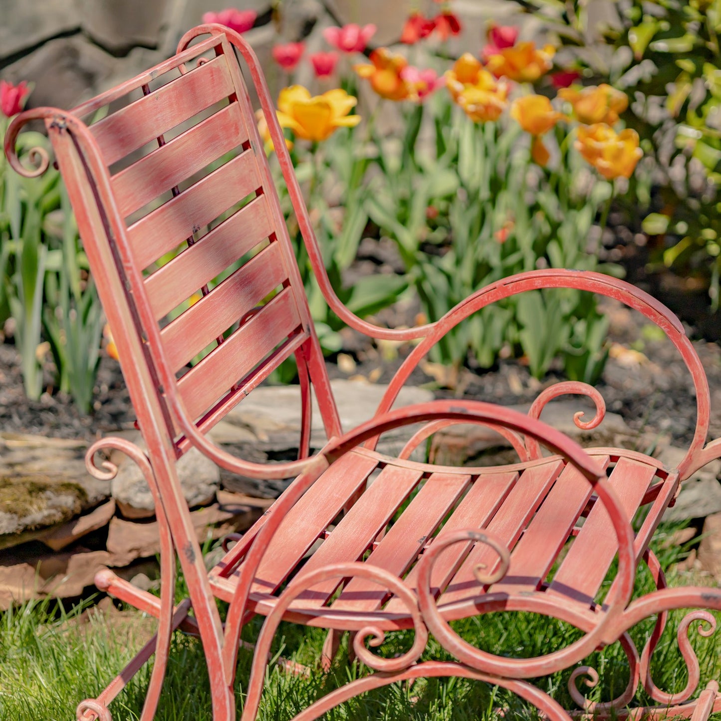 Monte Carlo 1968 Iron Rocking Arm Chair in Flamingo Pink