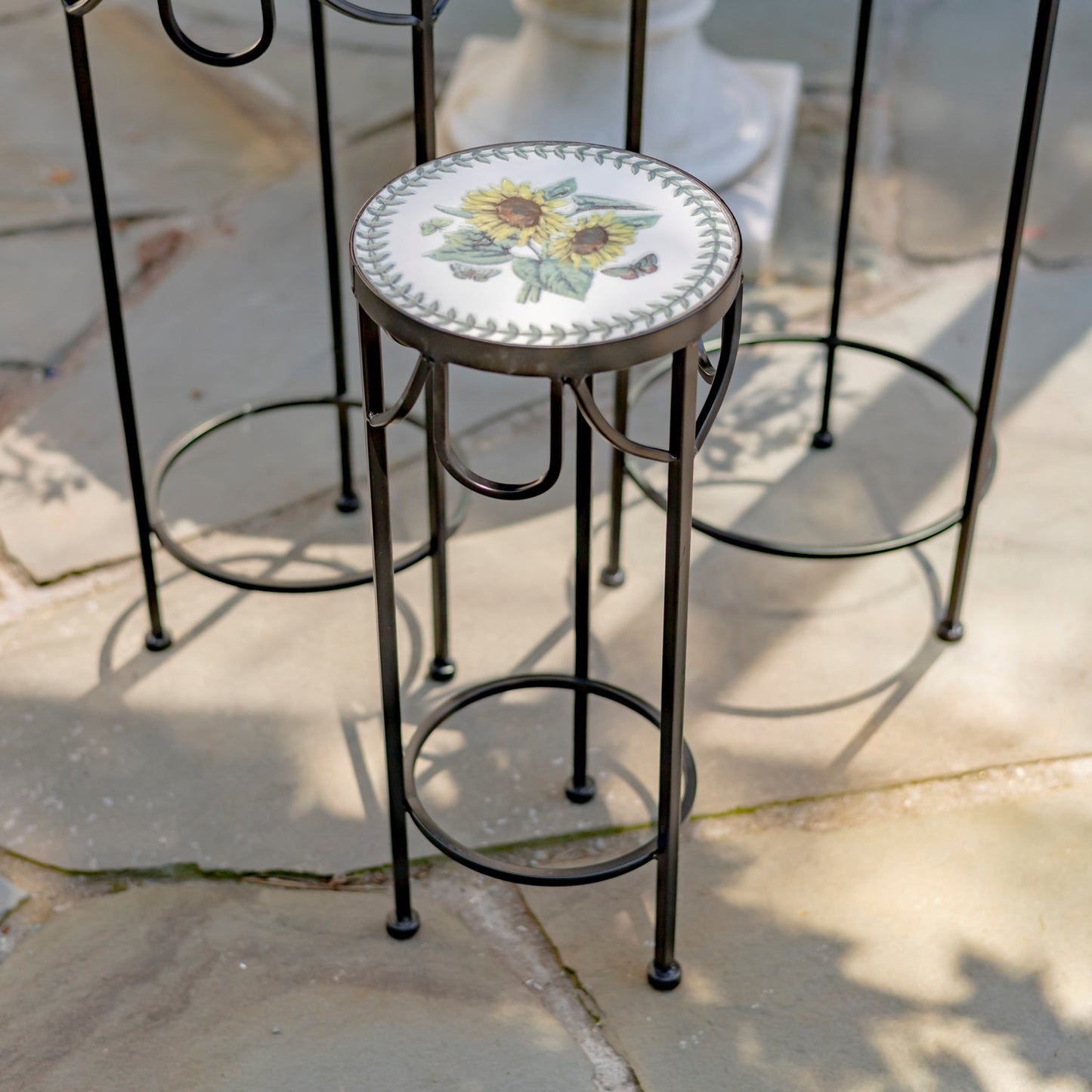 Marisol Set of 3 Round Nesting Iron Mosaic Plant Stands