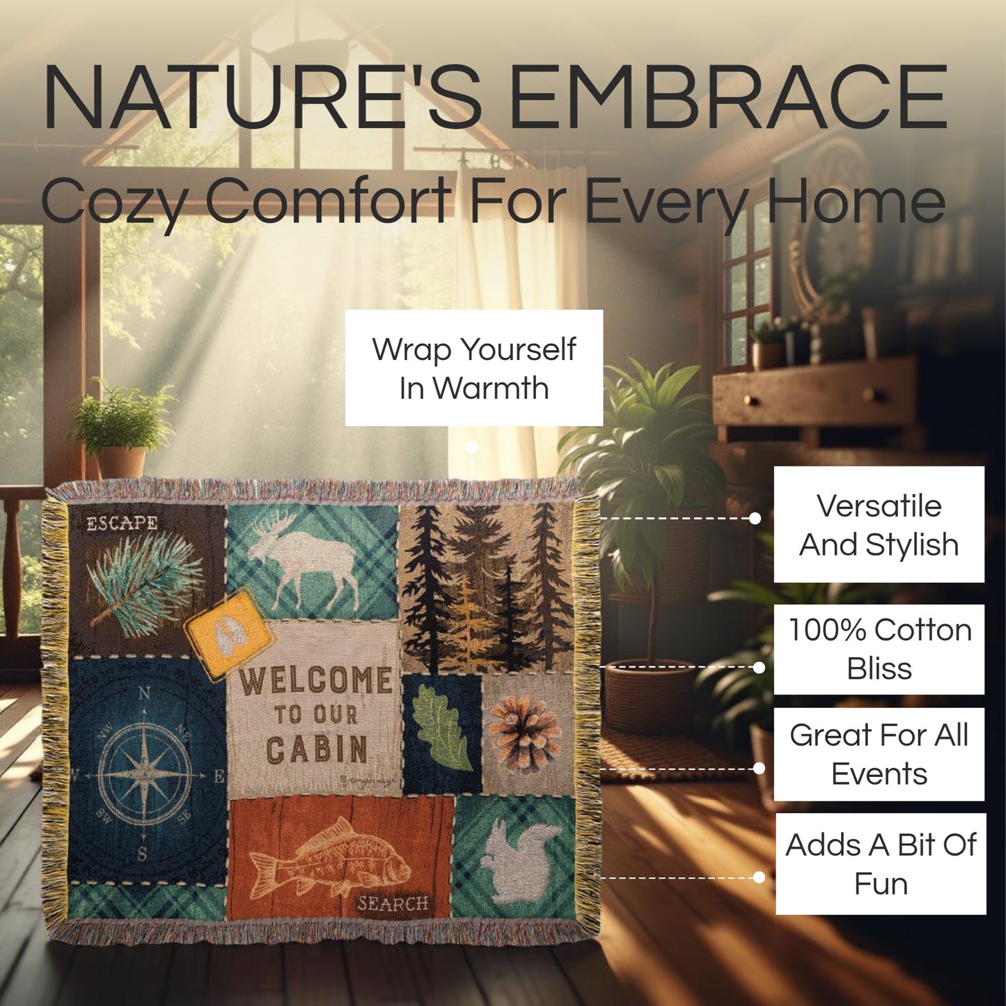 Escape To Nature Tapestry Throw 50" x 60"
